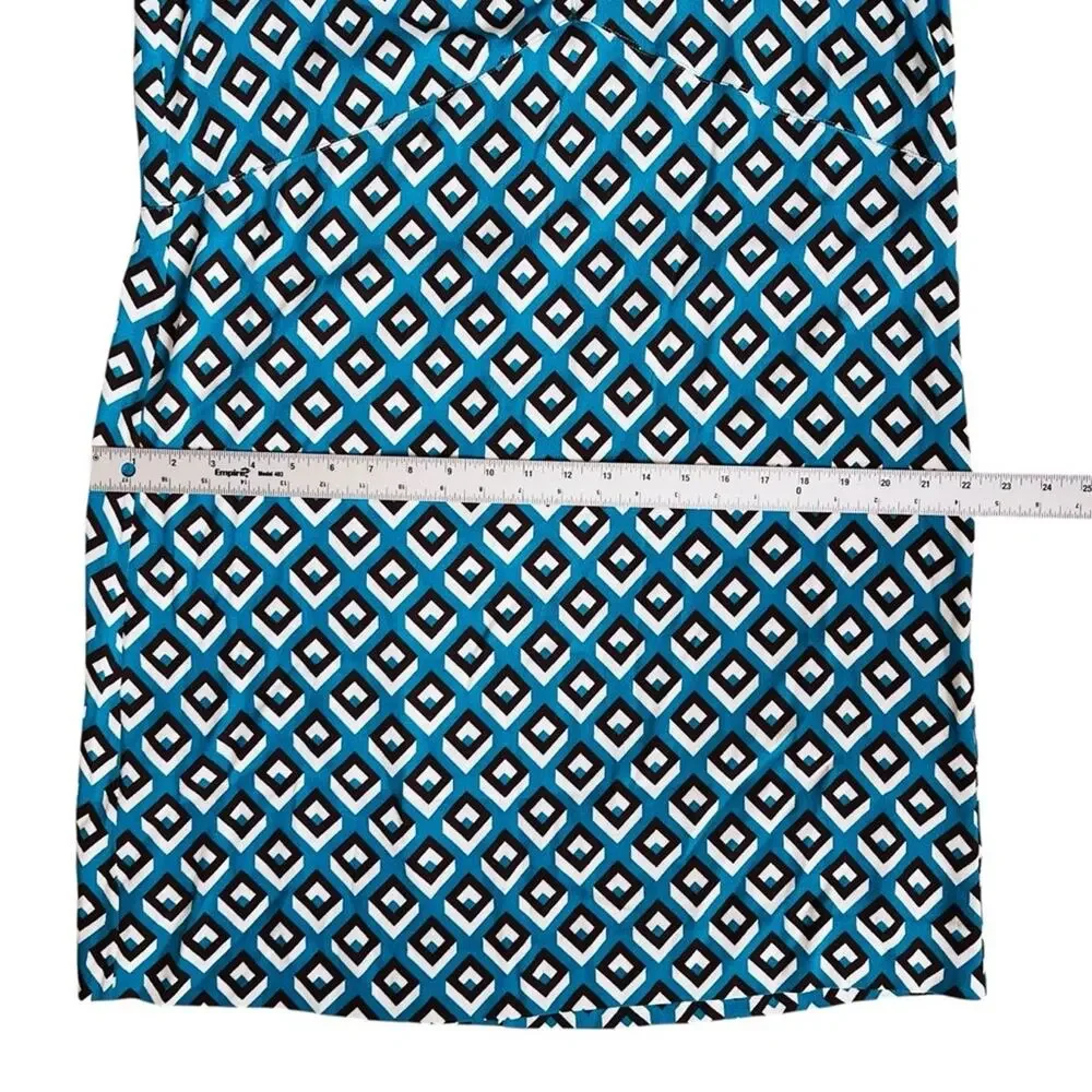 Diane Von Furstenberg Women’s Sz L Blue Geometric Print Carlotta Mini Dress - Picture 13 of 13